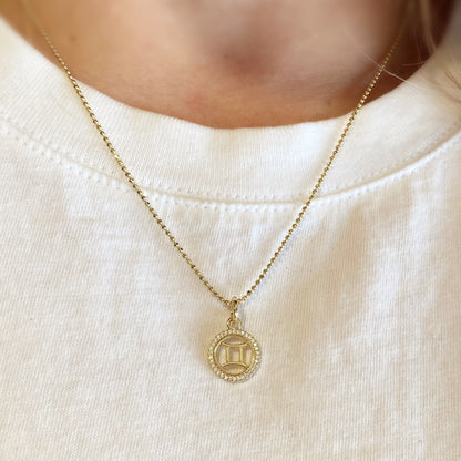 18k Gold Filled Mini Gemini Zodiac Pendant