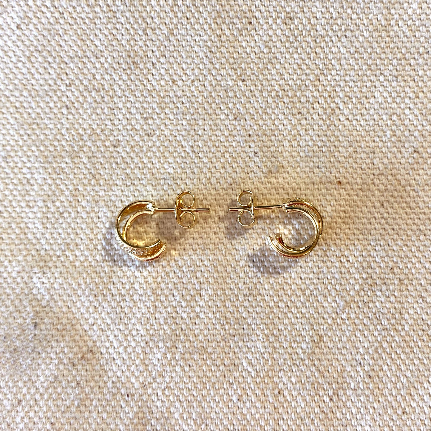 18k Gold Filled 10mm Mini Double Wire C-Hoop Earrings