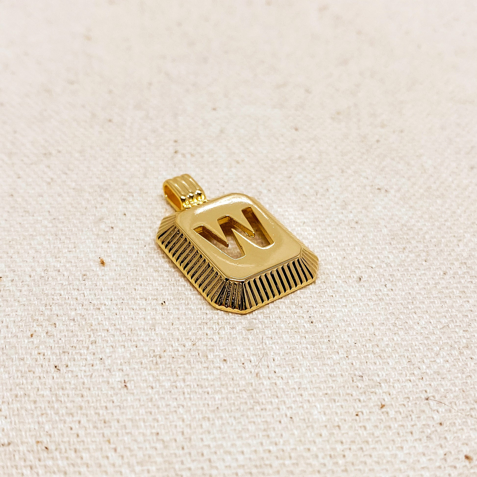 GoldFi 18k Gold Filled Initial Plate Pendant Letter W