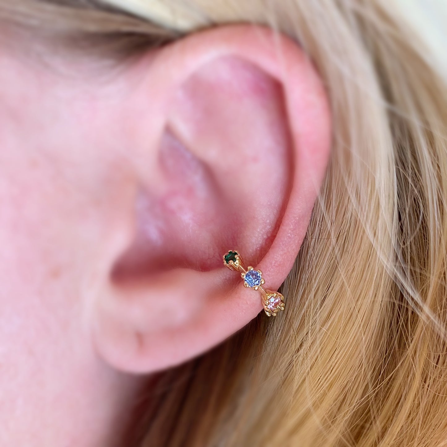 18k Gold Filled Pastel Colored Cubic Zirconia Ear Cuff