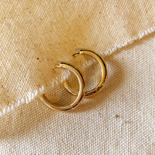 Gold Rounded Polished Clicker Hoop Earrings