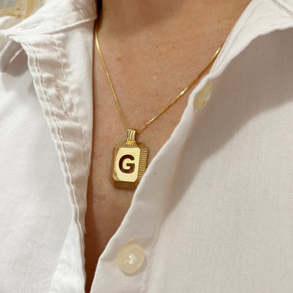 GoldFi 18k Gold Filled Initial Plate Pendant Letter G