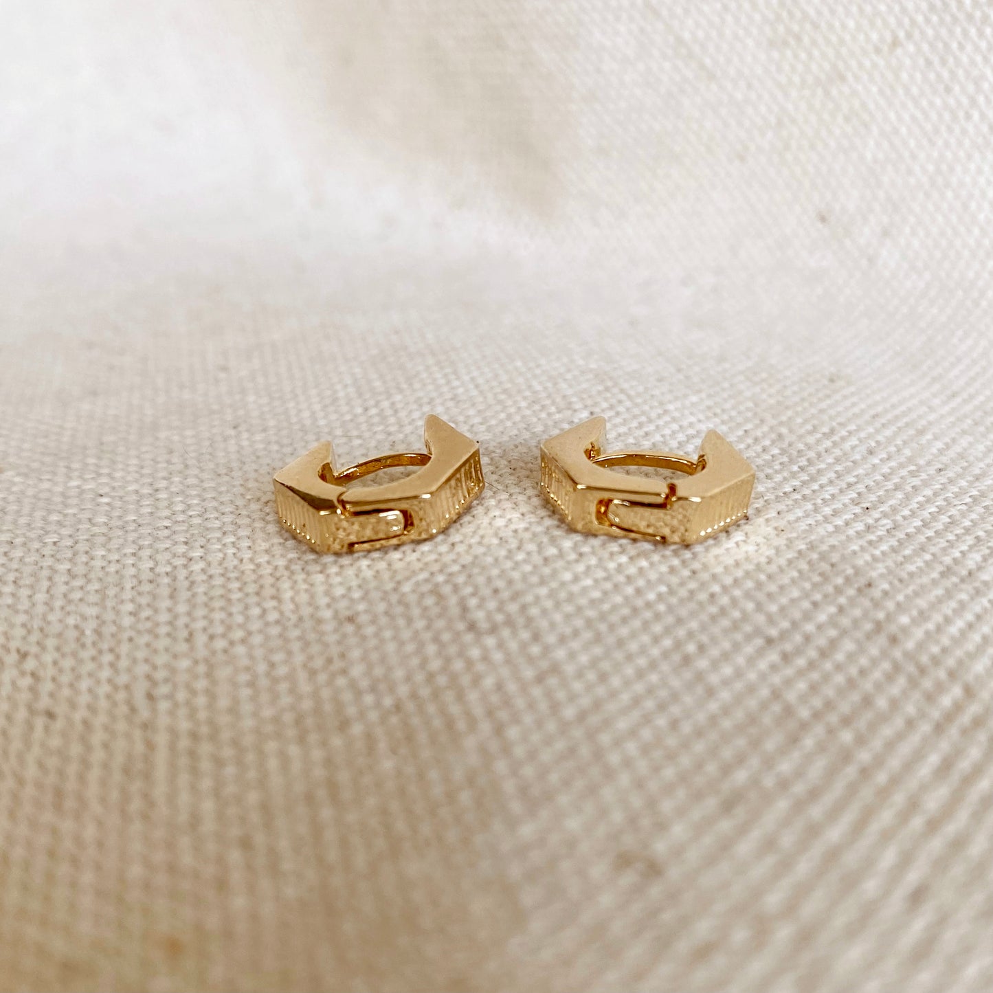 GoldFi 18k Gold Filled Textured Shaped Clicker Hoop Earrings