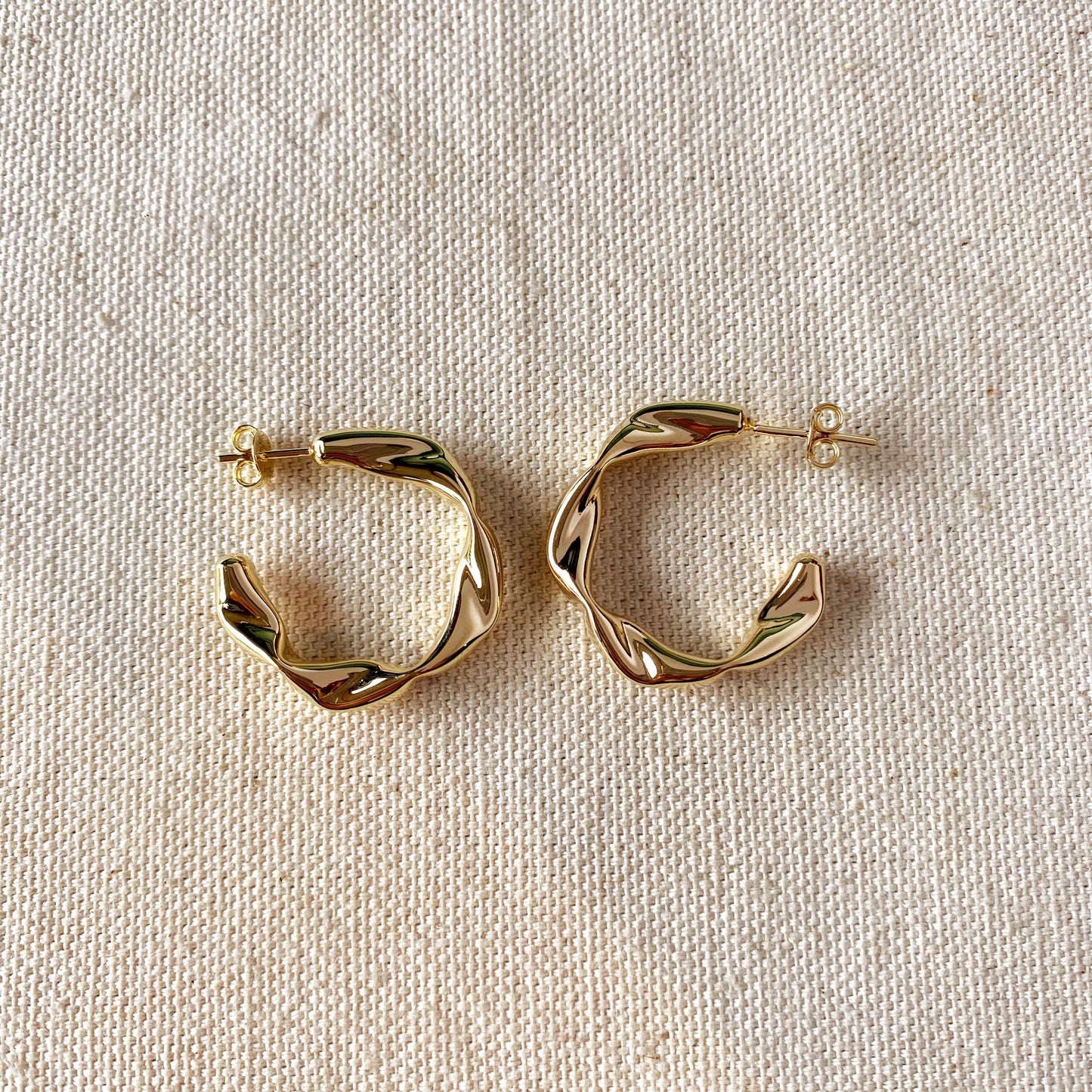 18k Gold Filled Crimped Half-Hoop Earrings