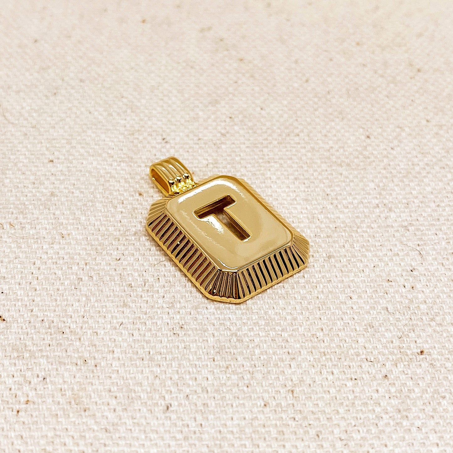 GoldFi 18k Gold Filled Initial Plate Pendant Letter T