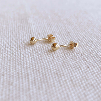 GoldFi 14k Solid Gold 3mm Ball Stud Piercing Earrings