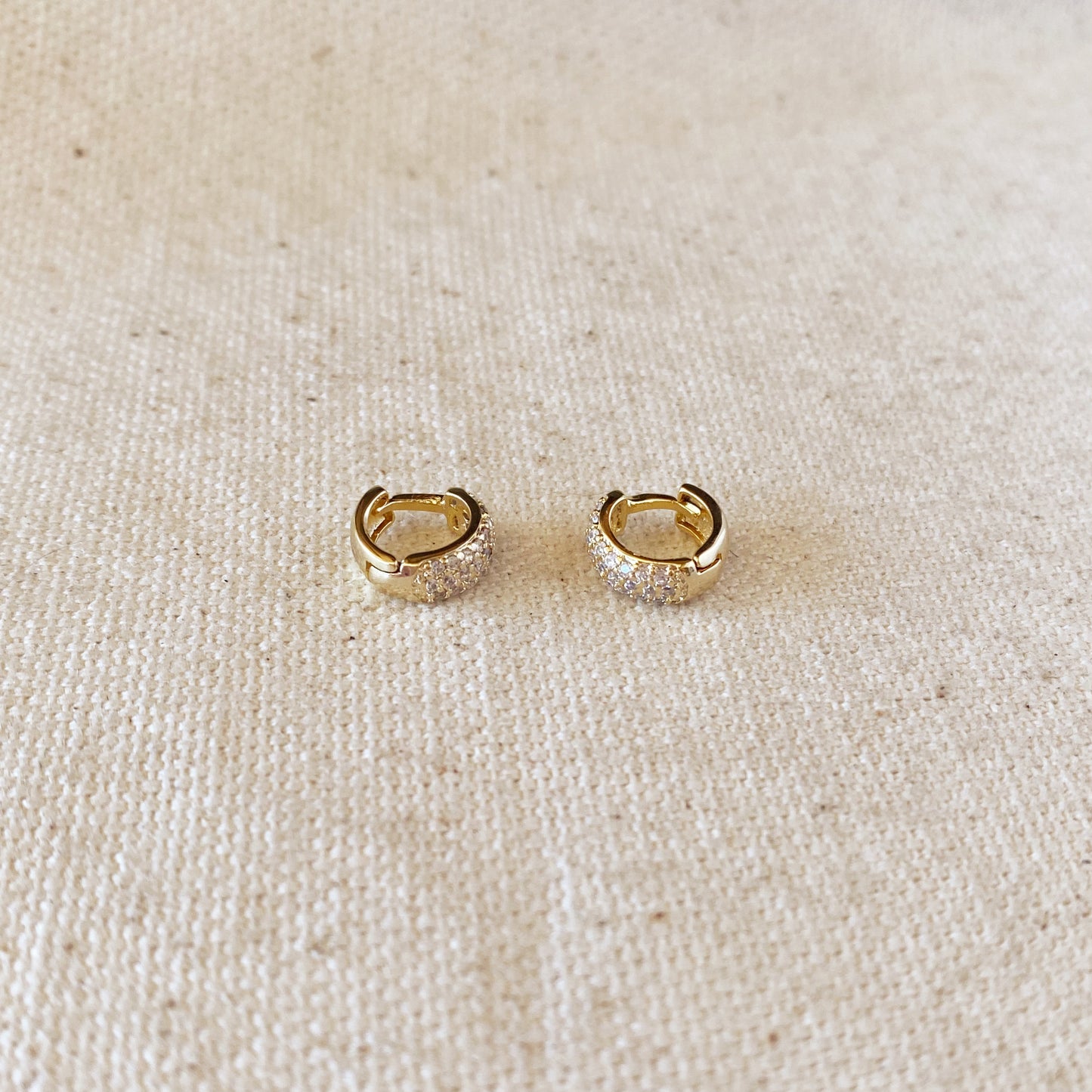18k Gold Filled 9.5mm Cubic Zirconia Clicker Hoop Earrings
