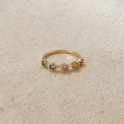 18k Gold Filled Delicate Pastel Colored Cubic Zirconia Ring