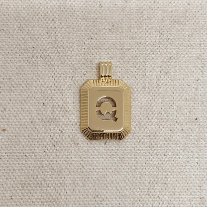 GoldFi 18k Gold Filled Initial Plate Pendant Letter Q