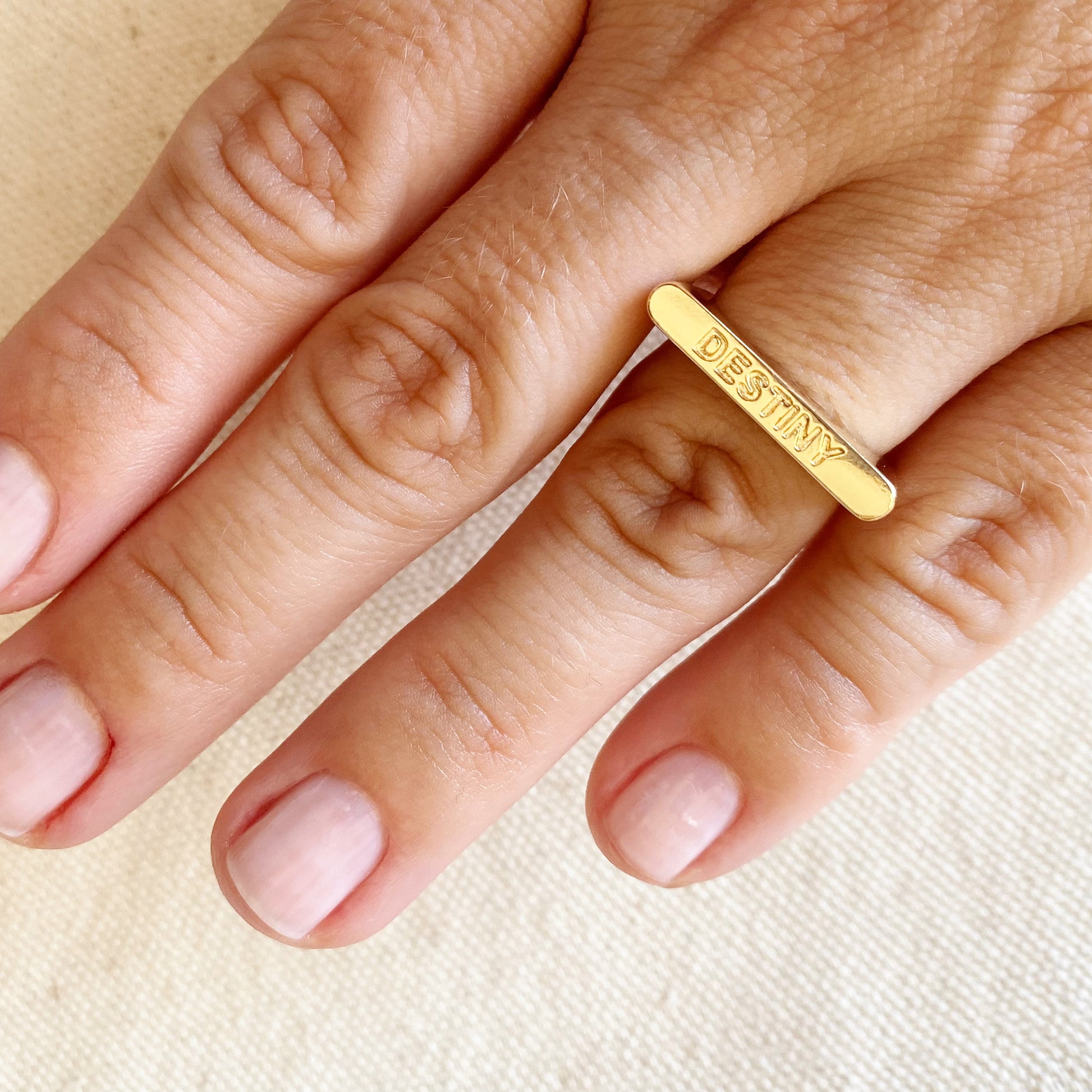 GoldFi 18k Gold Filled Destiny Engraved Stackable Ring