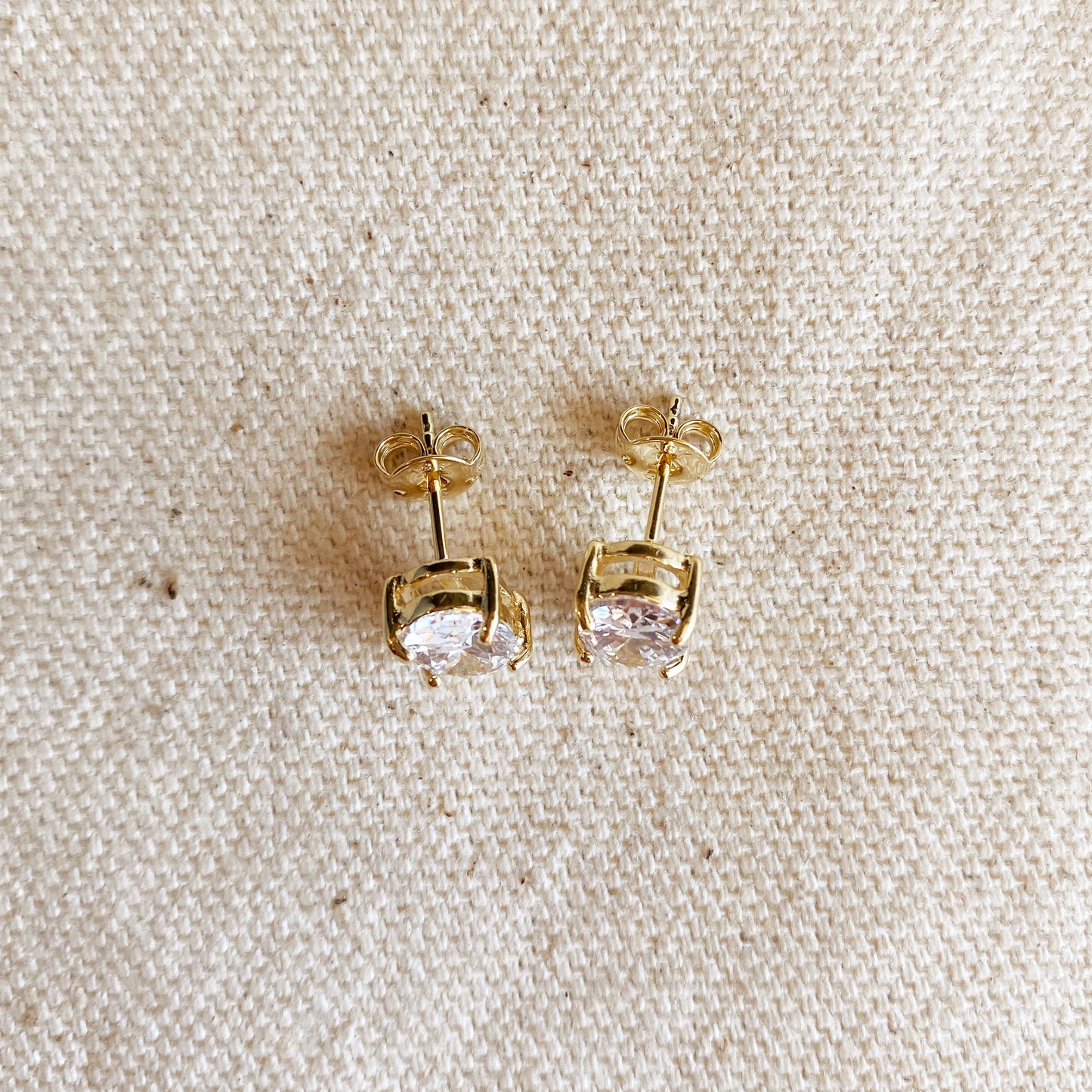 18k Gold Filled Oval Cubic Zirconia Stud Earrings