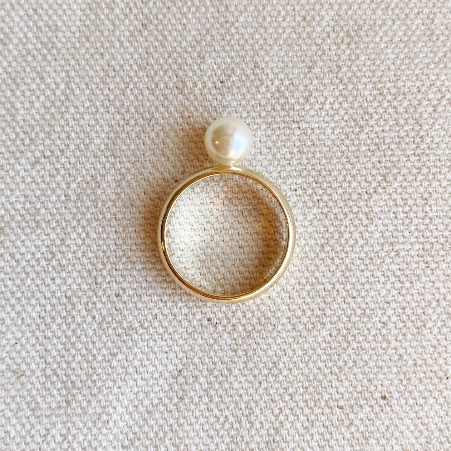 18k Gold Filled Solitaire Pearl Ring