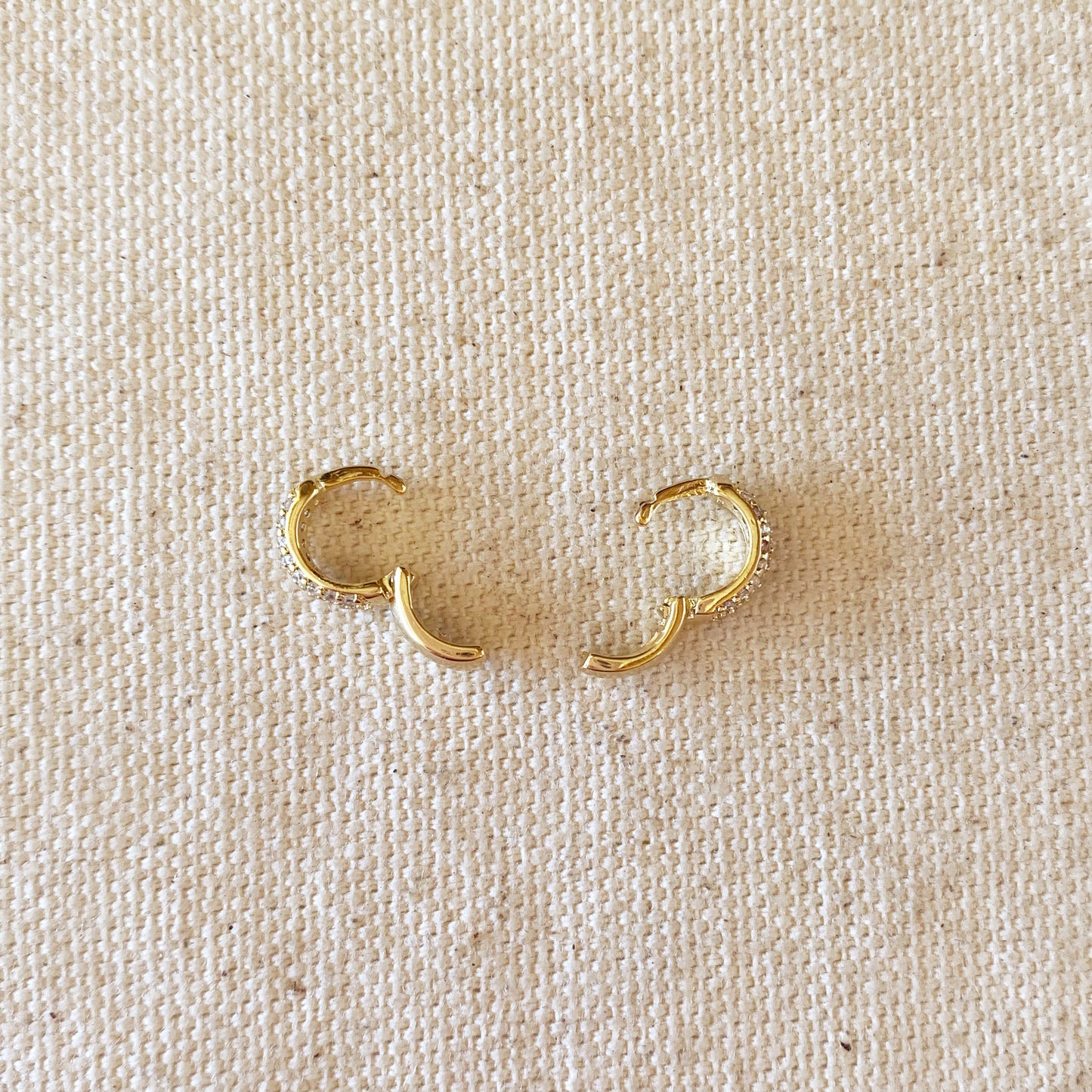 18k Gold Filled 9.5mm Cubic Zirconia Clicker Hoop Earrings