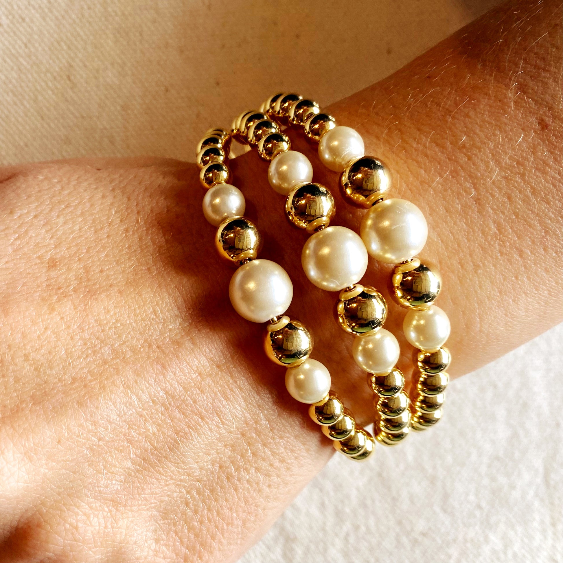 Statement Beads and Pearl Cuff Bracelet